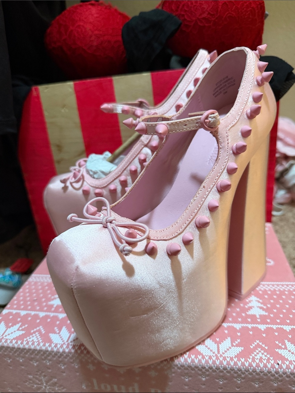 Dolls Kill Pink Platform Mary Jane Pumps with Stud Trim